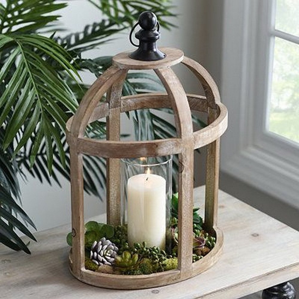 Oval Wooden Lantern | Reclaimed Wood